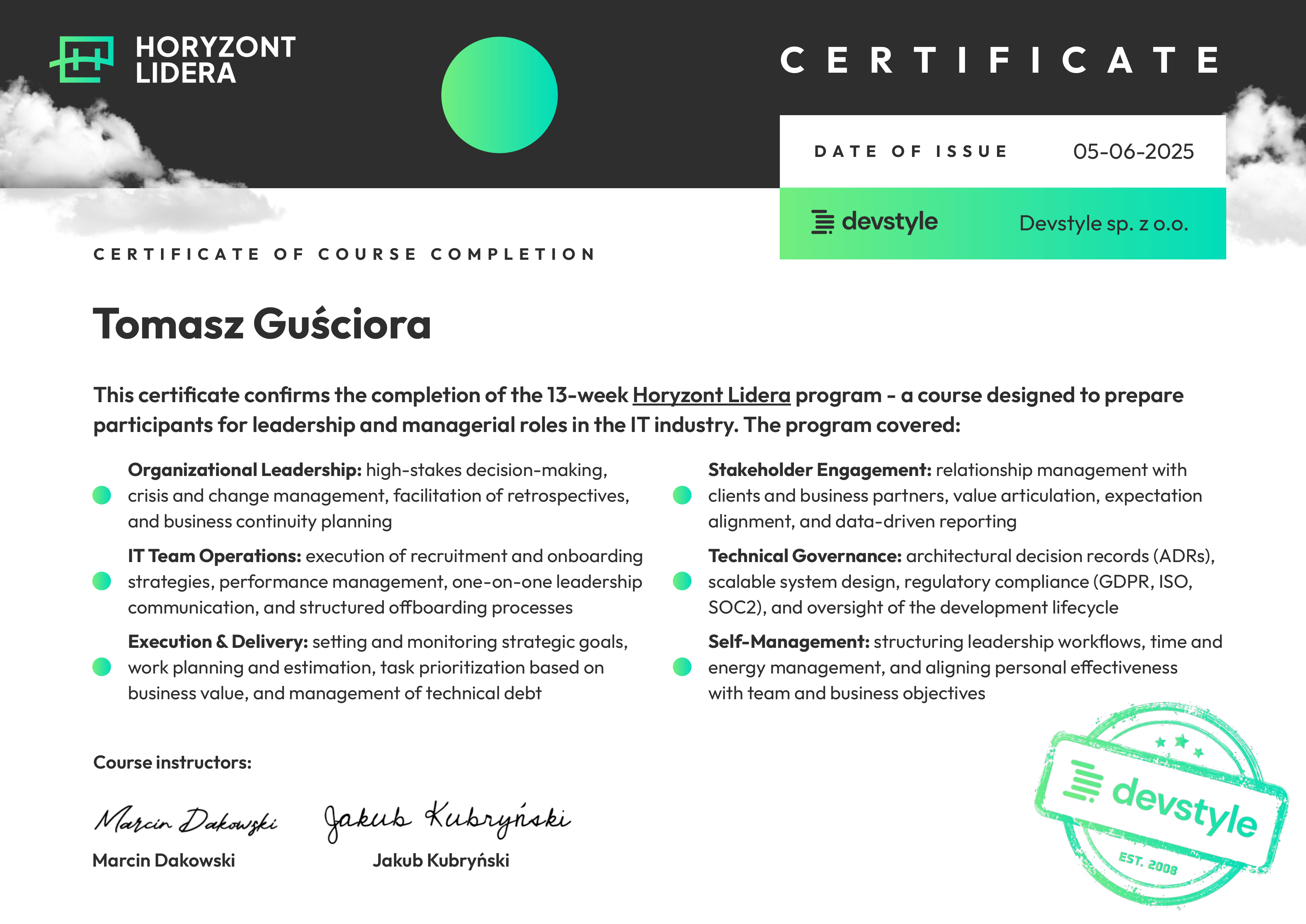 2025-06: Horyzont Lidera - Devstyle