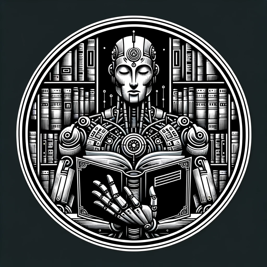 Robot Reading a book in a library