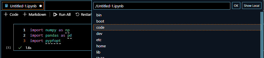 Save file view in container