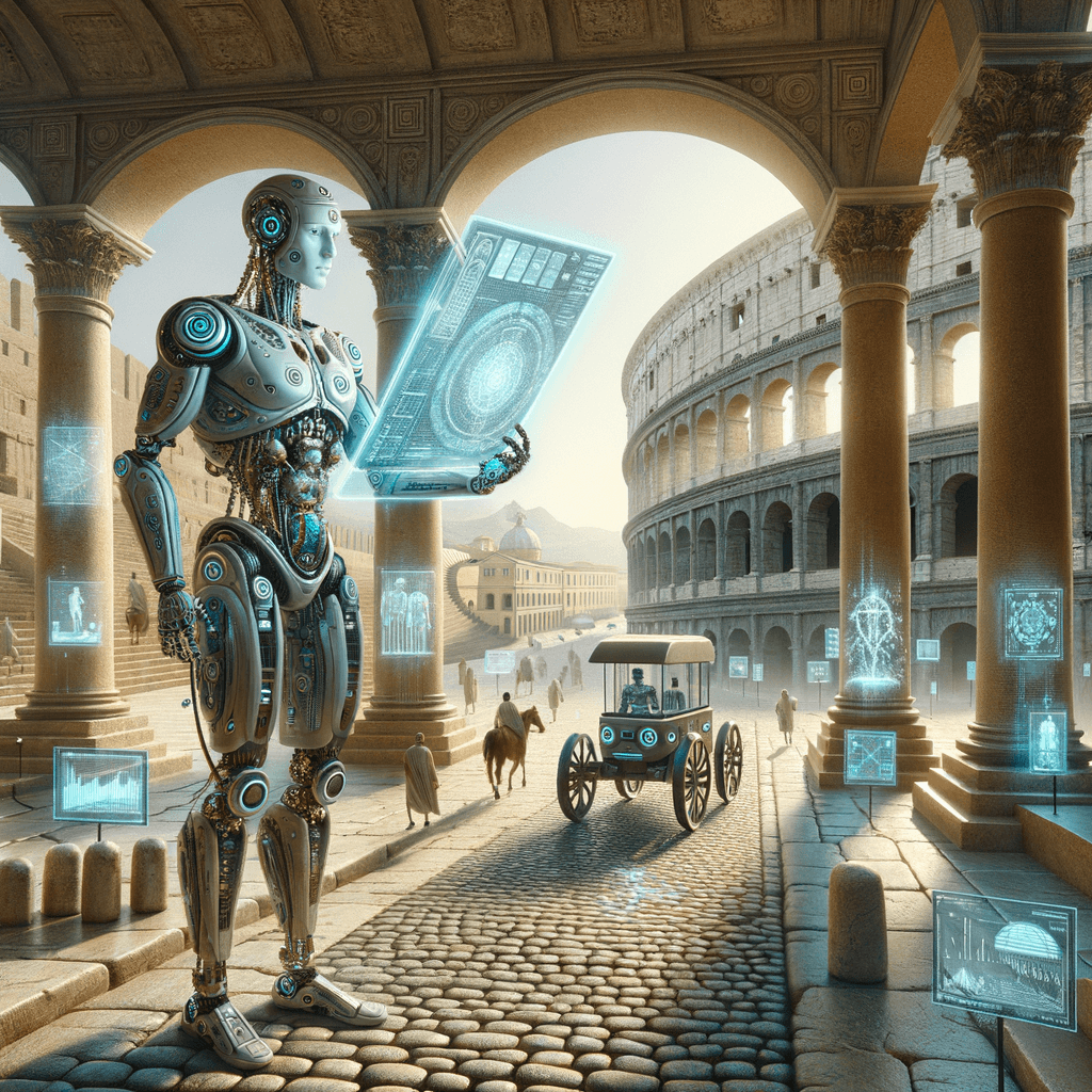 Robotic giant on ancient Rome streets